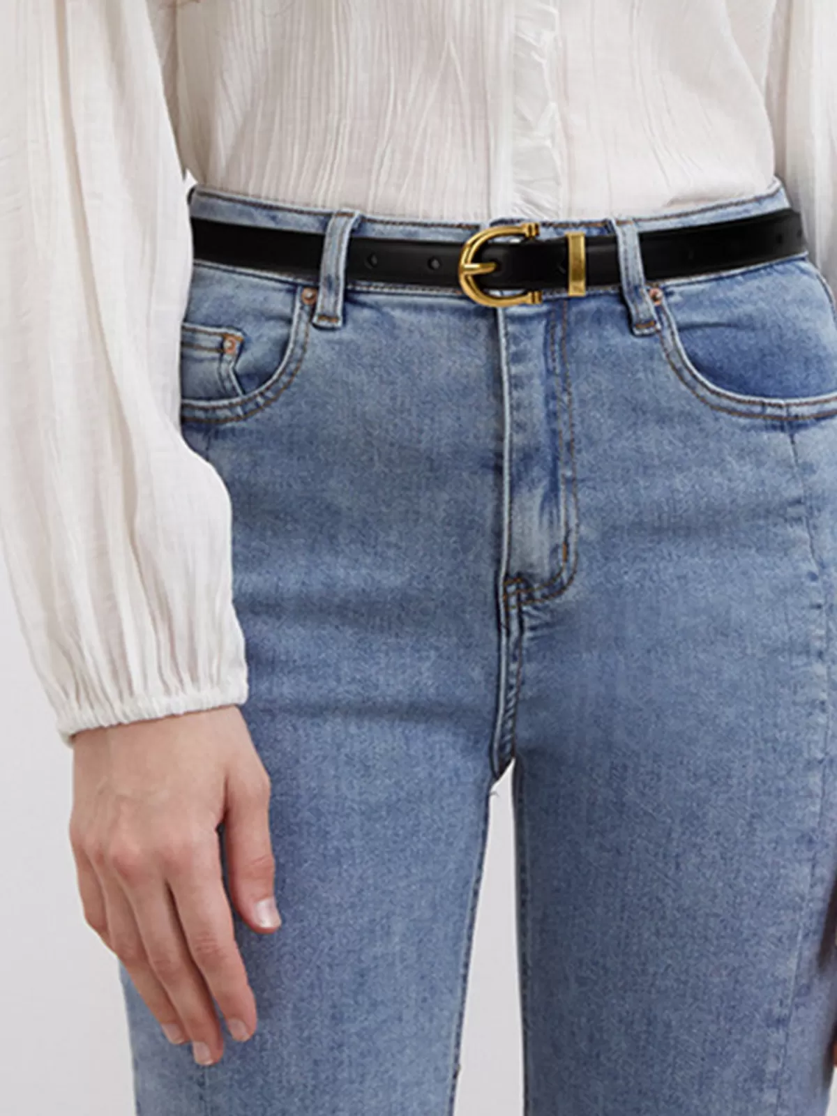 COMMENSE Adjustable Simple Metal Pin Buckle Belt Black Outlet