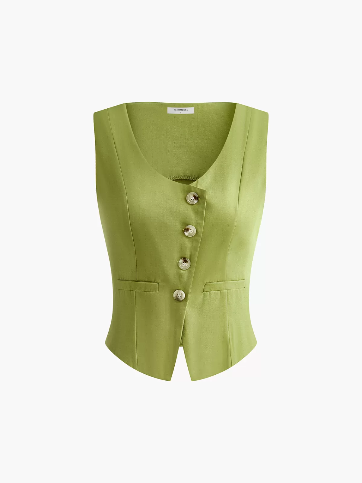 COMMENSE Asymmetrical Button Pleated Shorts Set Green Hot