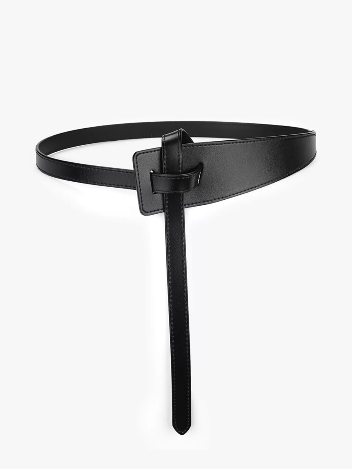 COMMENSE Asymmetrical Knotted Leather Belt Black Cheap