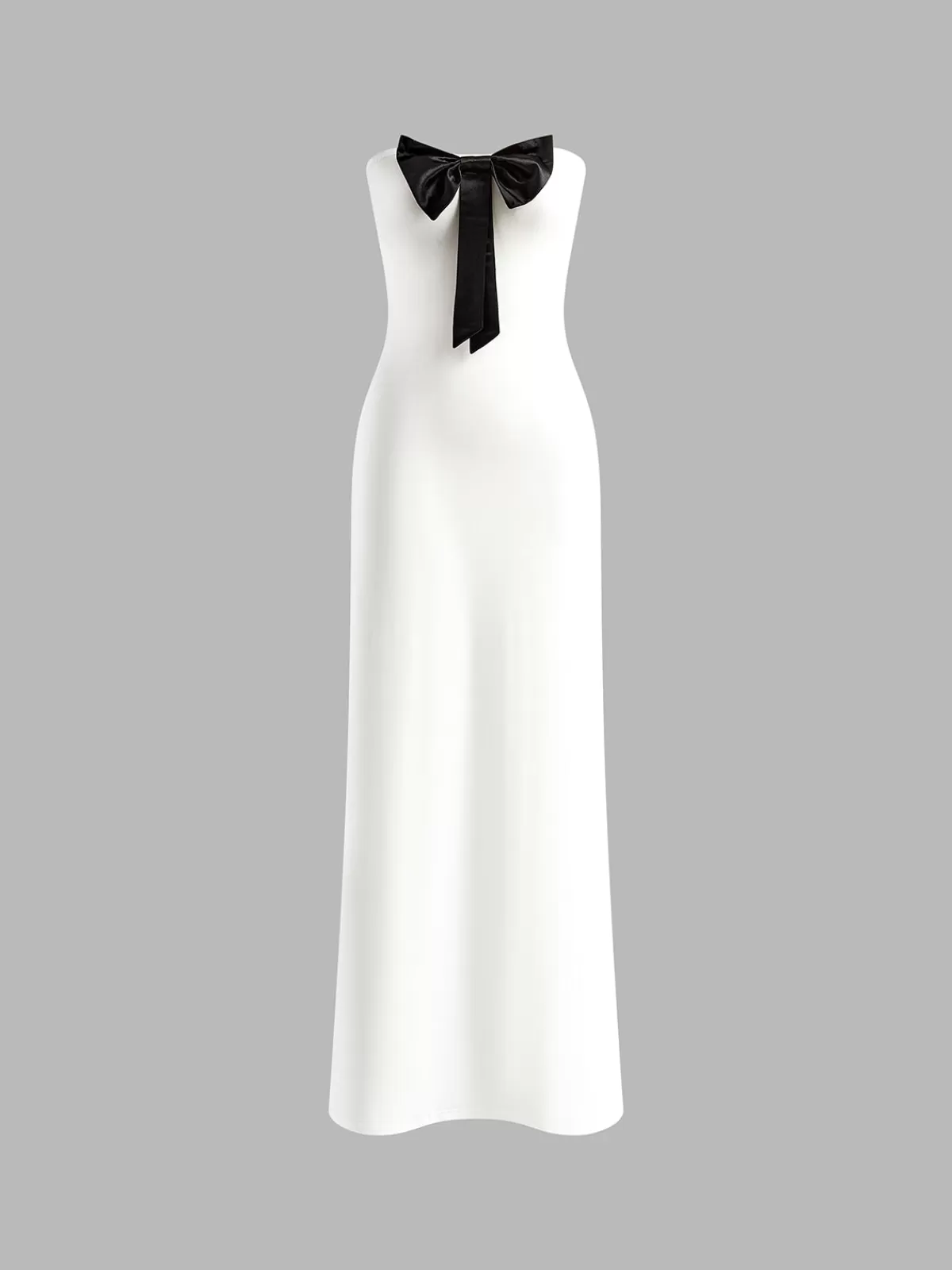 COMMENSE Bow Front Strapless Split Long Dress BlackandWhite Online