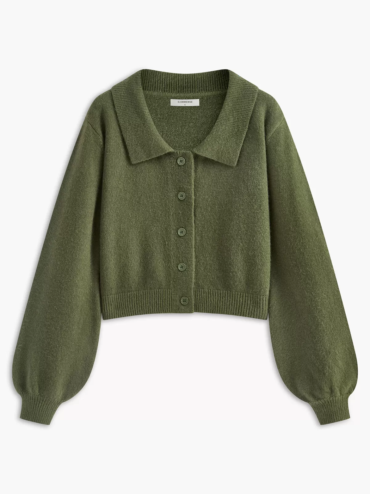 COMMENSE Button Down Lapel Short Cardigan Green Flash Sale