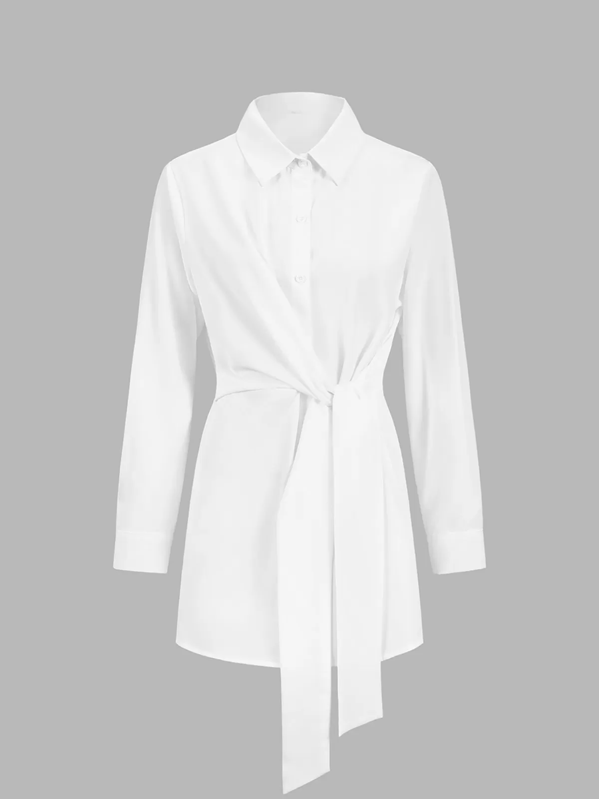 COMMENSE Button Down Tied Long Shirt White New
