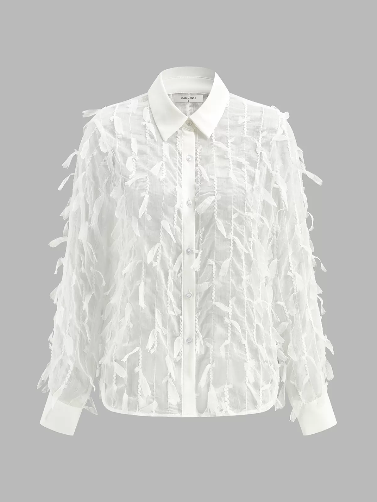 COMMENSE Chiffon Tassel Polo Shirt White Online