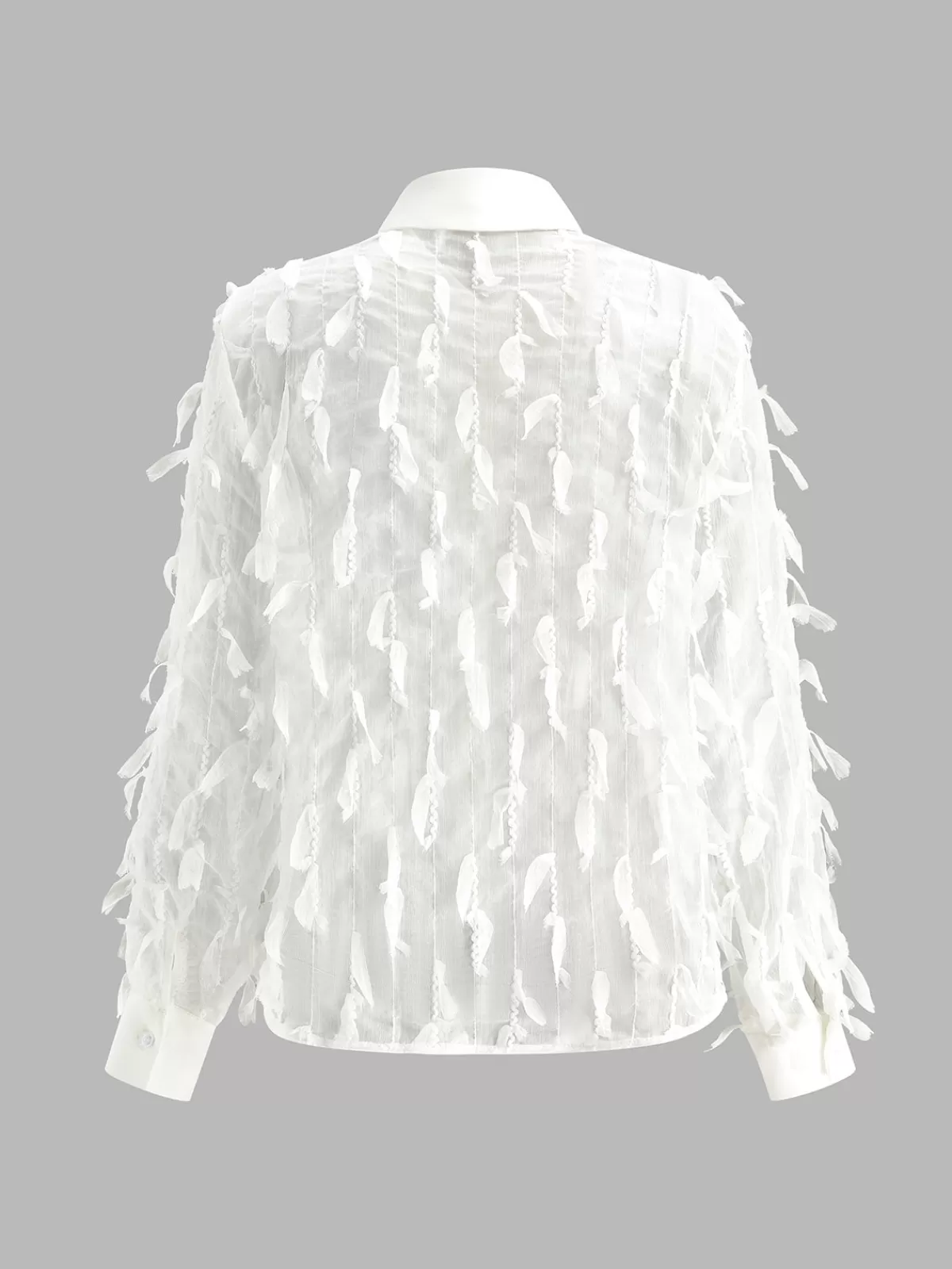 COMMENSE Chiffon Tassel Polo Shirt White Online