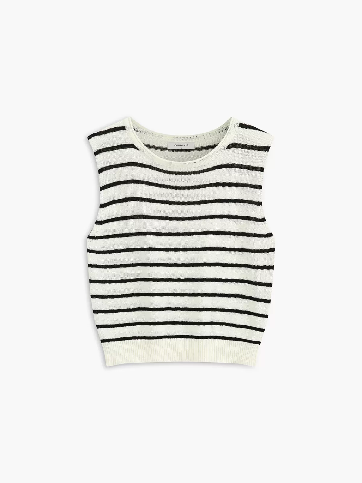 COMMENSE Classic Stripe Sweater Vest BlackandWhite Flash Sale