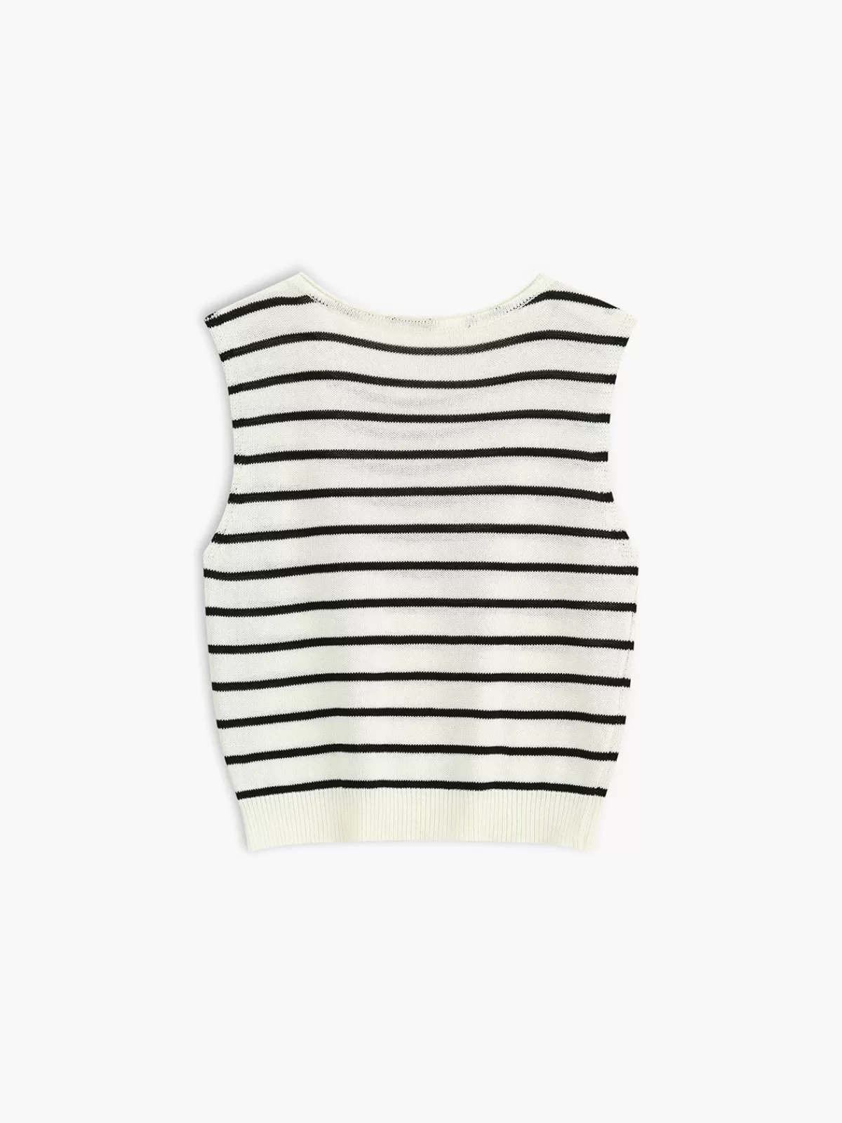 COMMENSE Classic Stripe Sweater Vest BlackandWhite Flash Sale