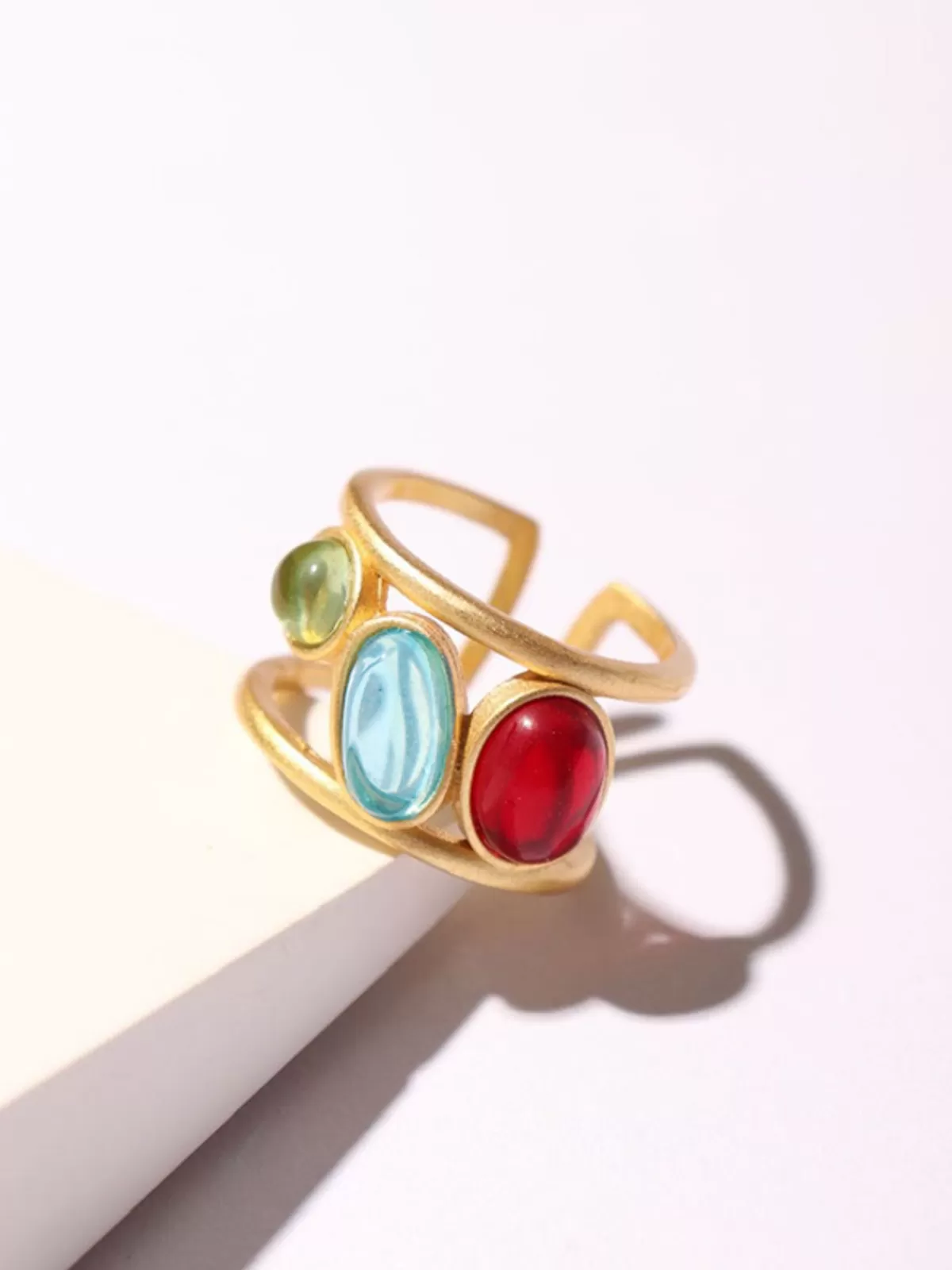 COMMENSE Colorful Gemstone Stacking Ring Gold Best