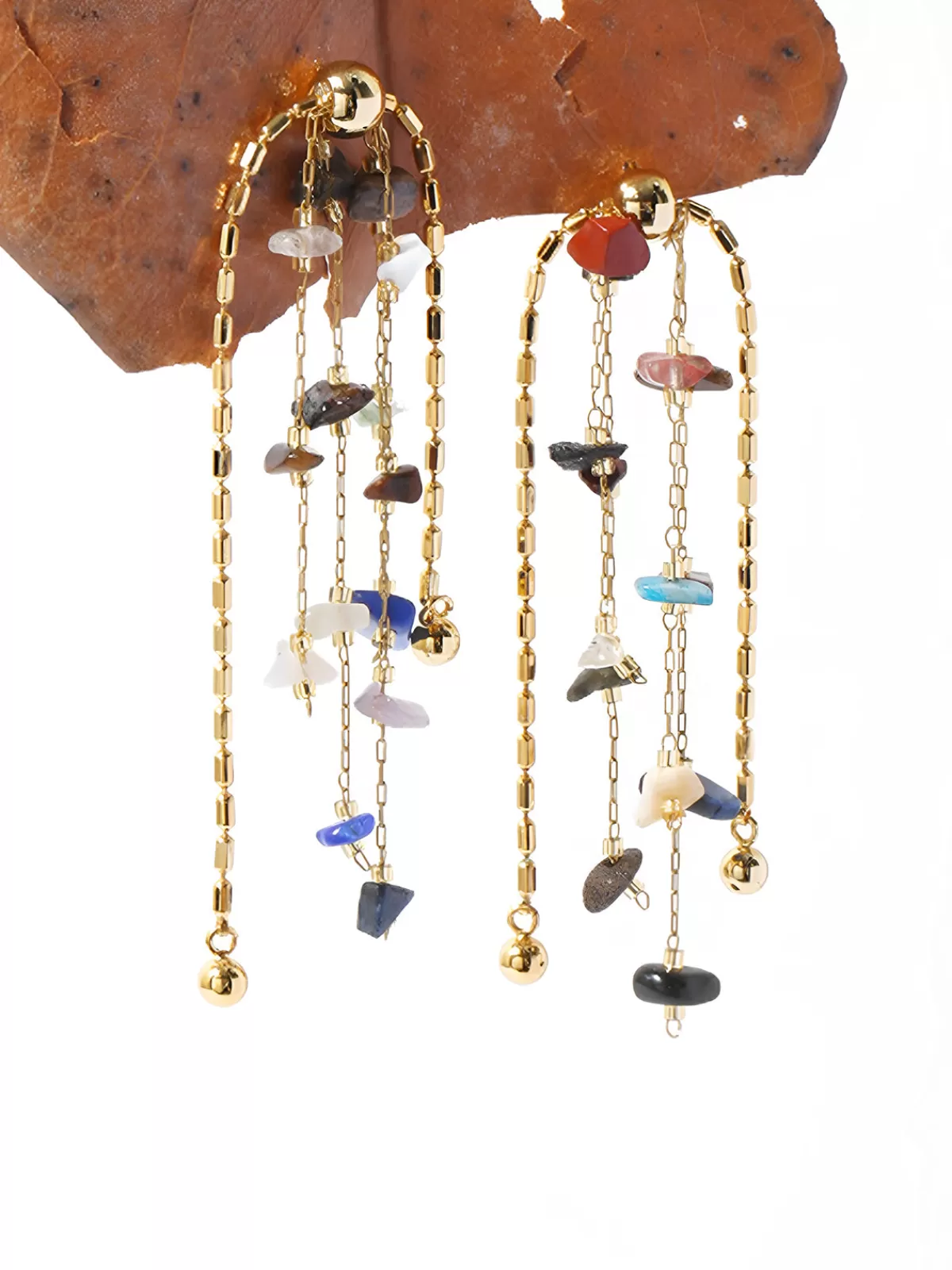 COMMENSE Colorful Natural Stone Tassel Earrings Multicolor Outlet