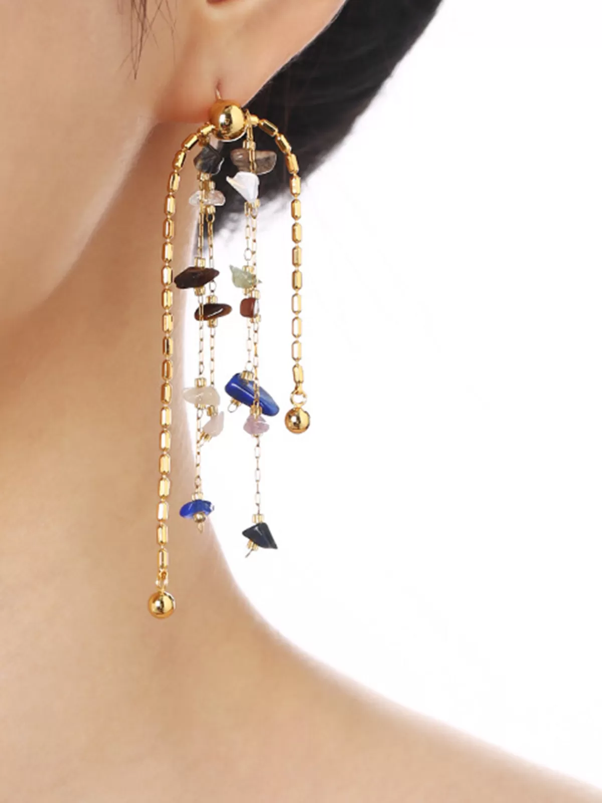 COMMENSE Colorful Natural Stone Tassel Earrings Multicolor Outlet