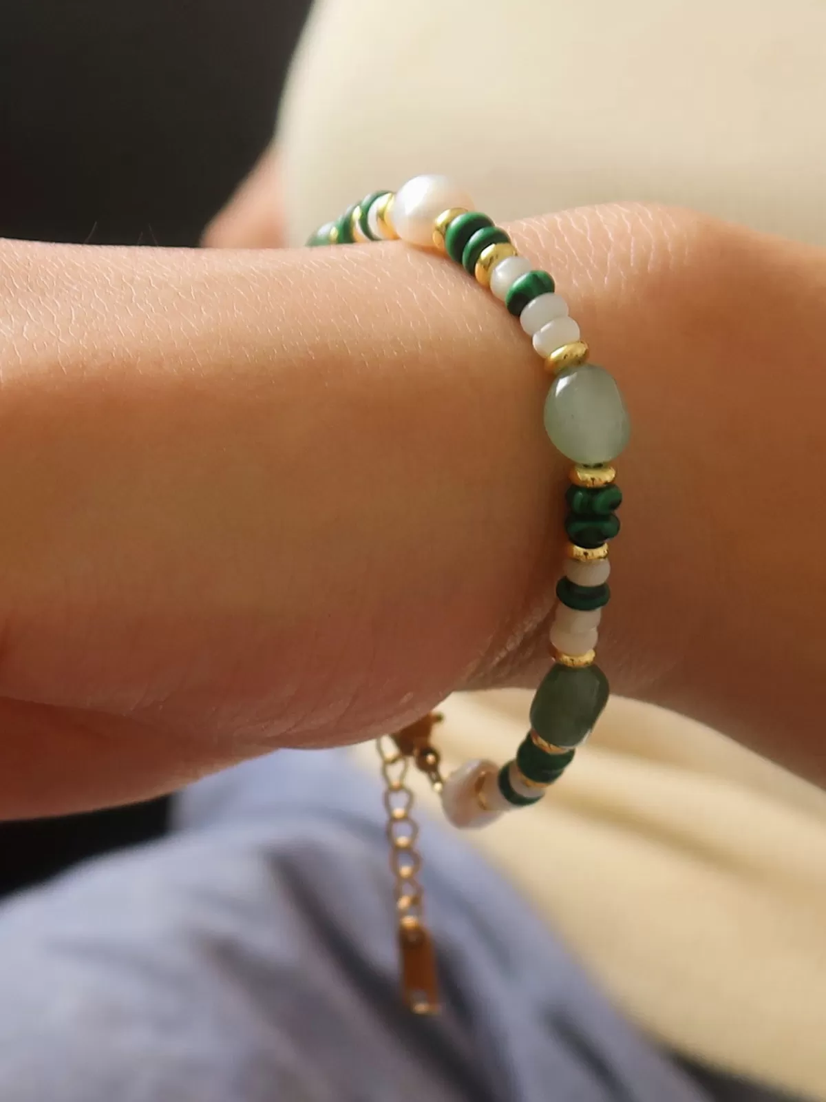 COMMENSE Colorful Pearl Malachite Bracelet Green Hot