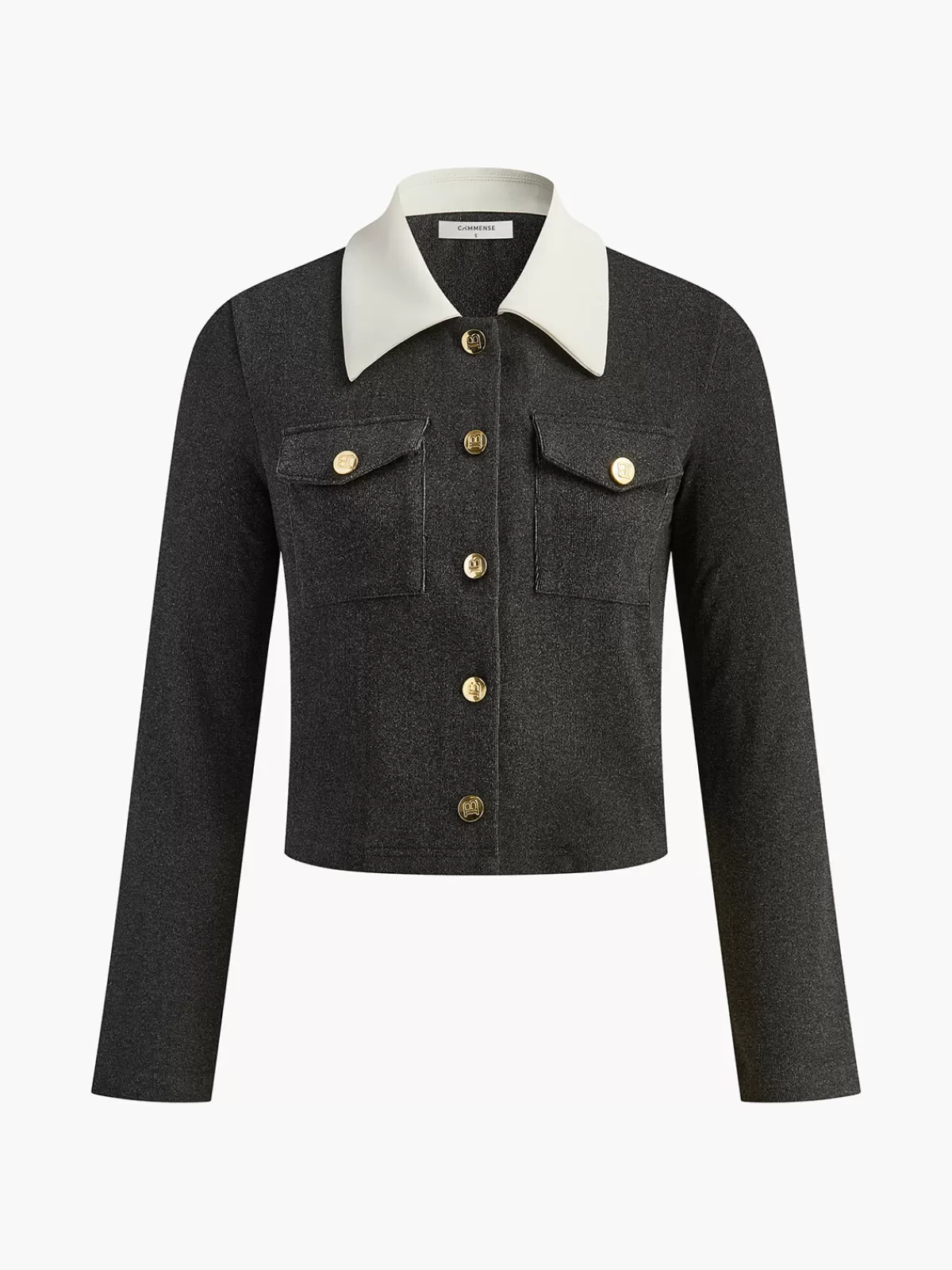 COMMENSE Contrast Collar Breasted Petite Blazer Grey Shop