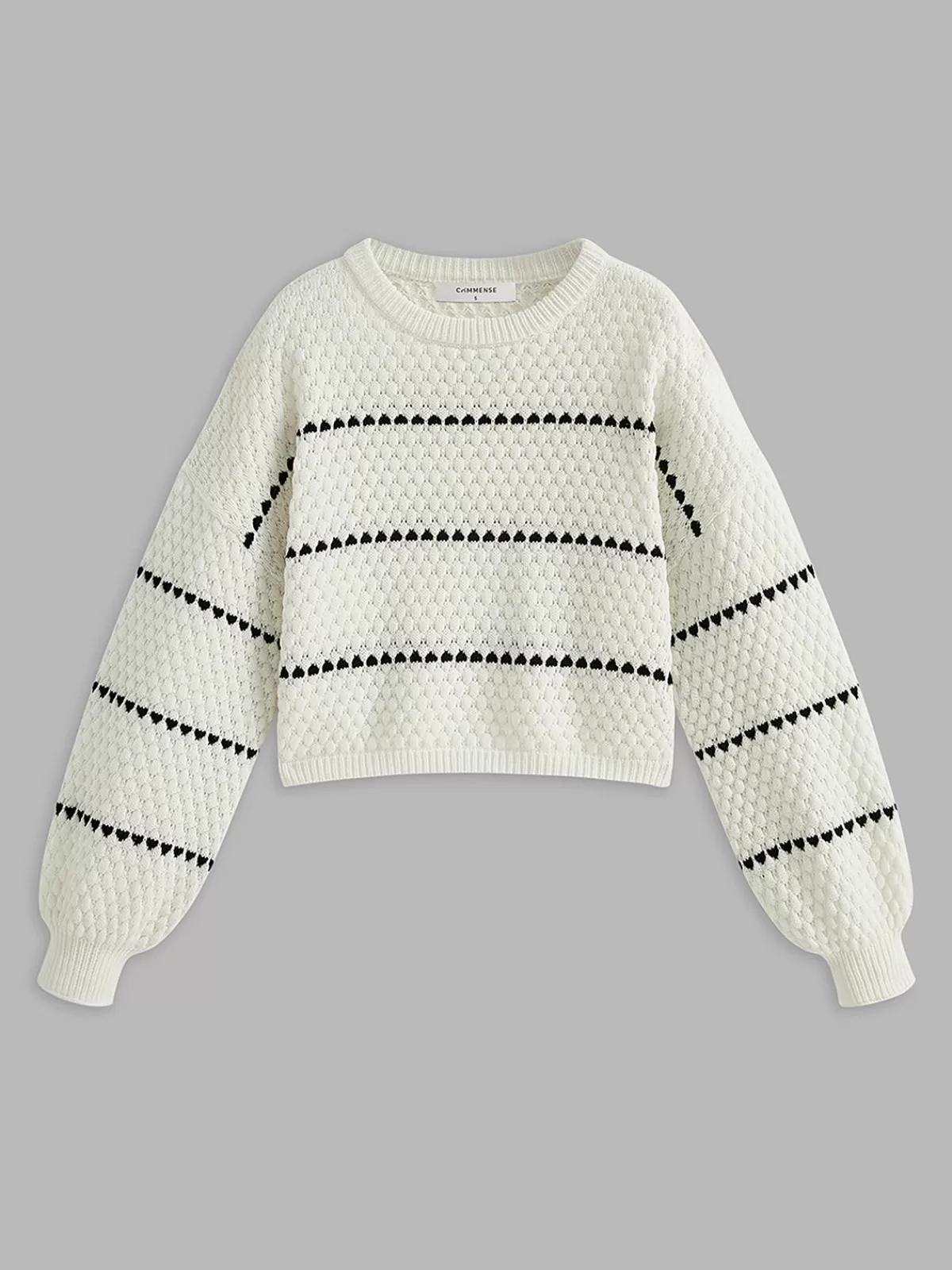 COMMENSE Contrast Striped Sweater White Sale