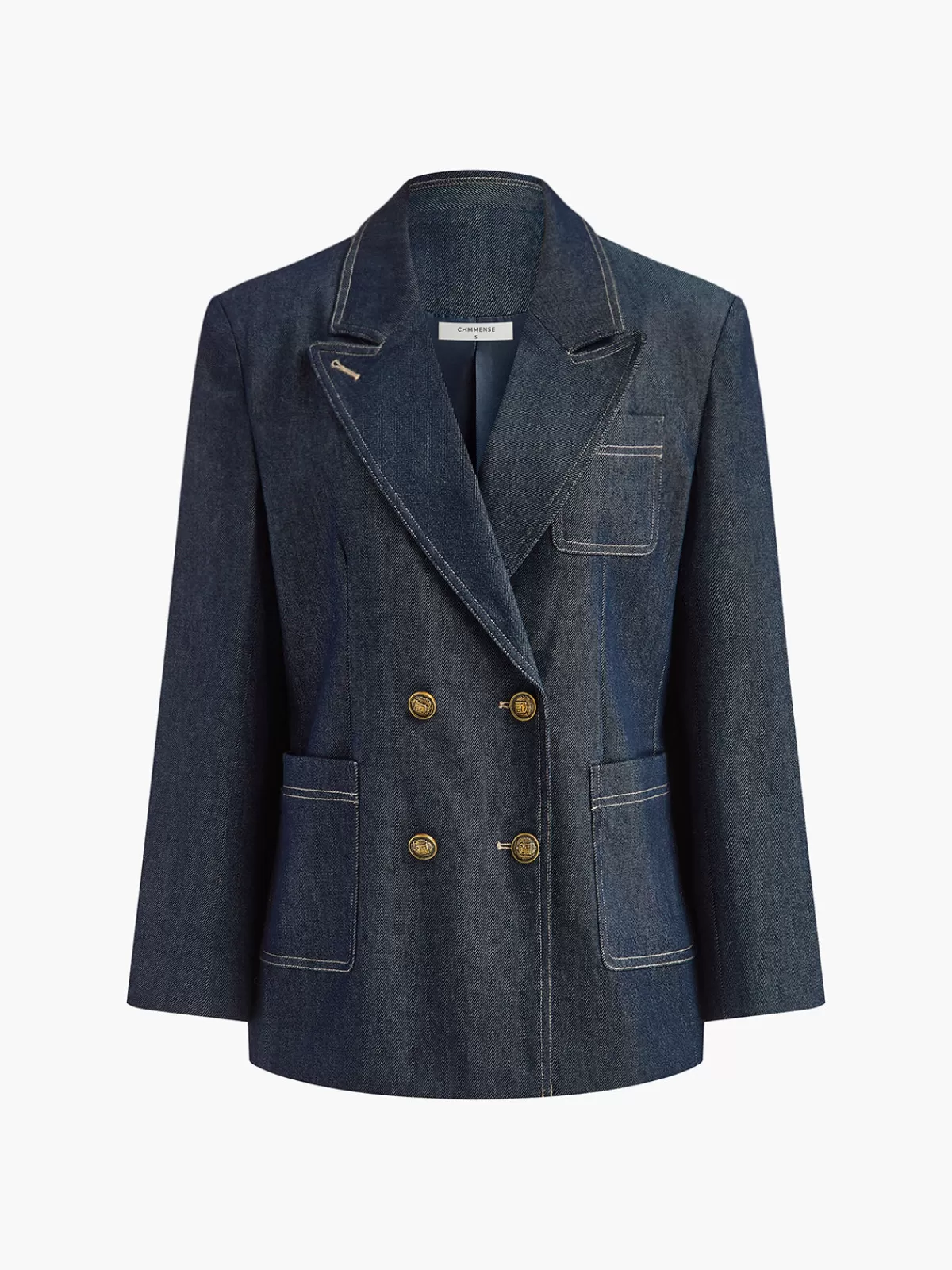 COMMENSE Cotton Lapel Denim Blazer Blue Cheap