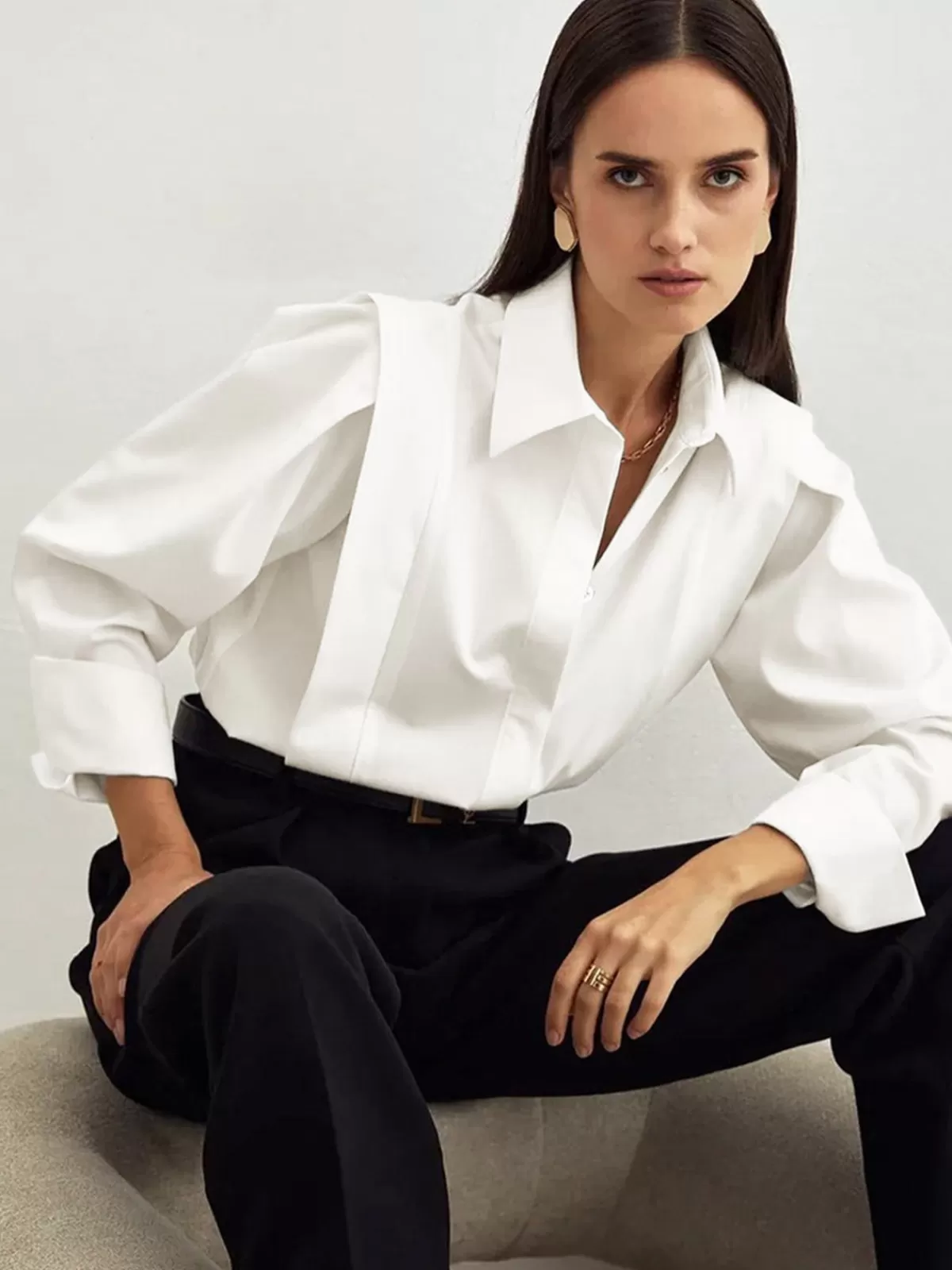 COMMENSE Fair And Square Button Down Shirt White Fashion