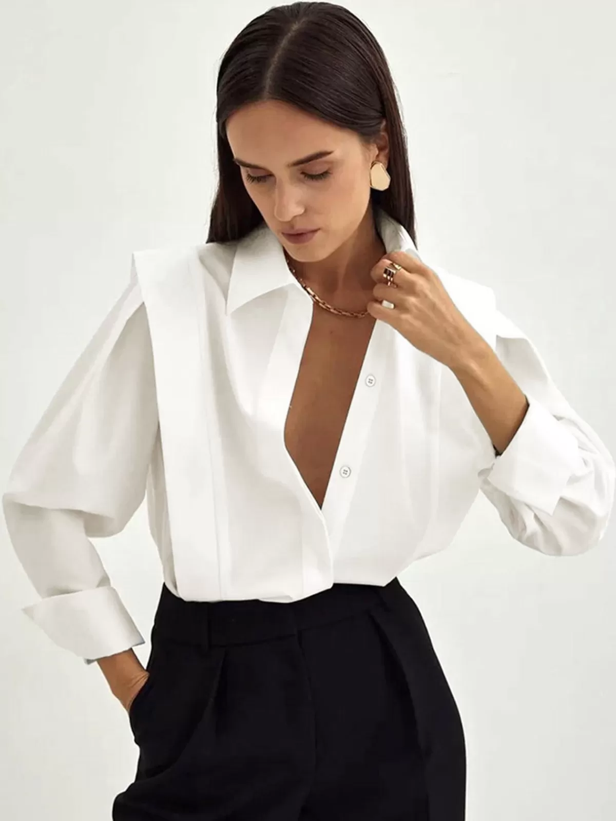 COMMENSE Fair And Square Button Down Shirt White Fashion