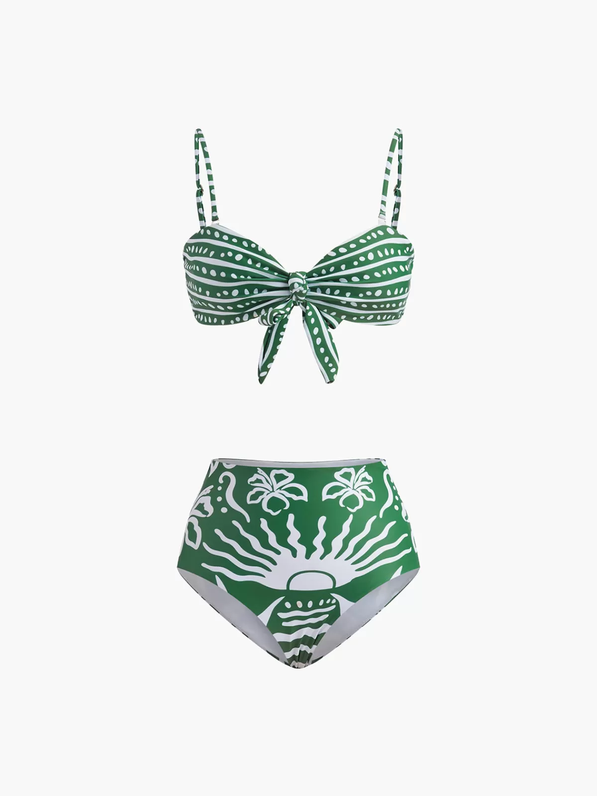 COMMENSE Floral Adjustable Strap Bikini Set Green Cheap