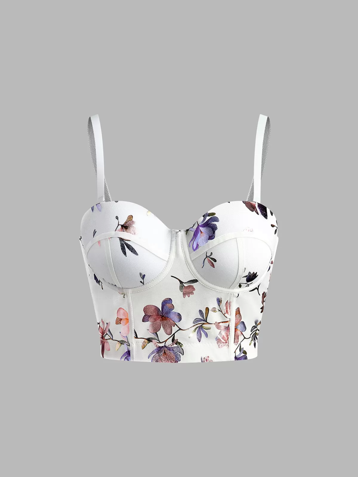 COMMENSE Floral Printed Corset Top White Cheap