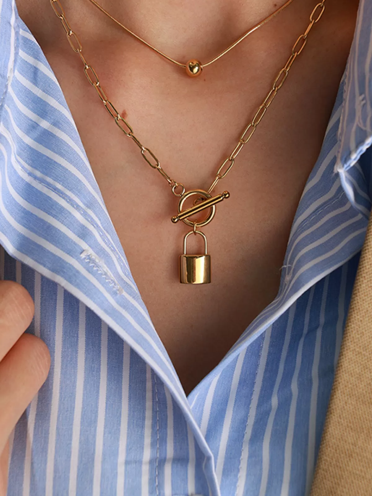 COMMENSE Padlock Necklace Golden Sale