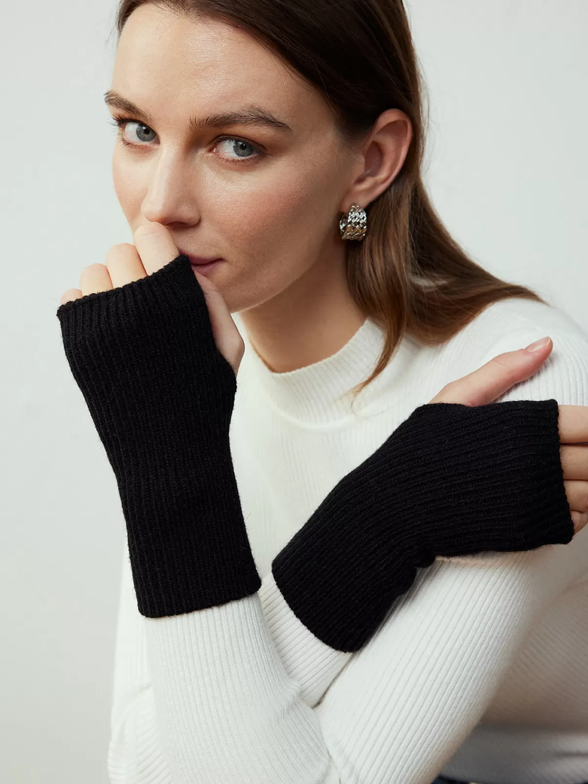 COMMENSE Half-Finger Knit Gloves Black Best Sale