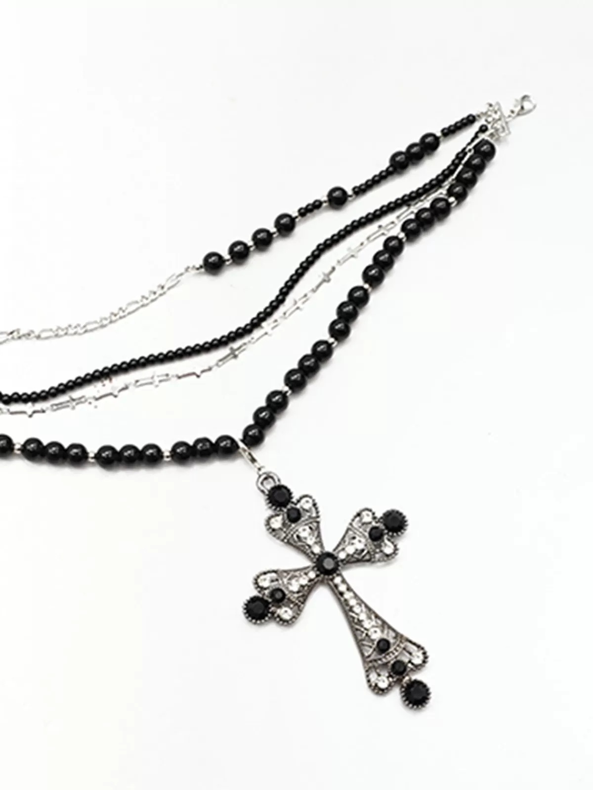 COMMENSE Halloween Stacking Rhinestone Cross Charm Necklace Black Online