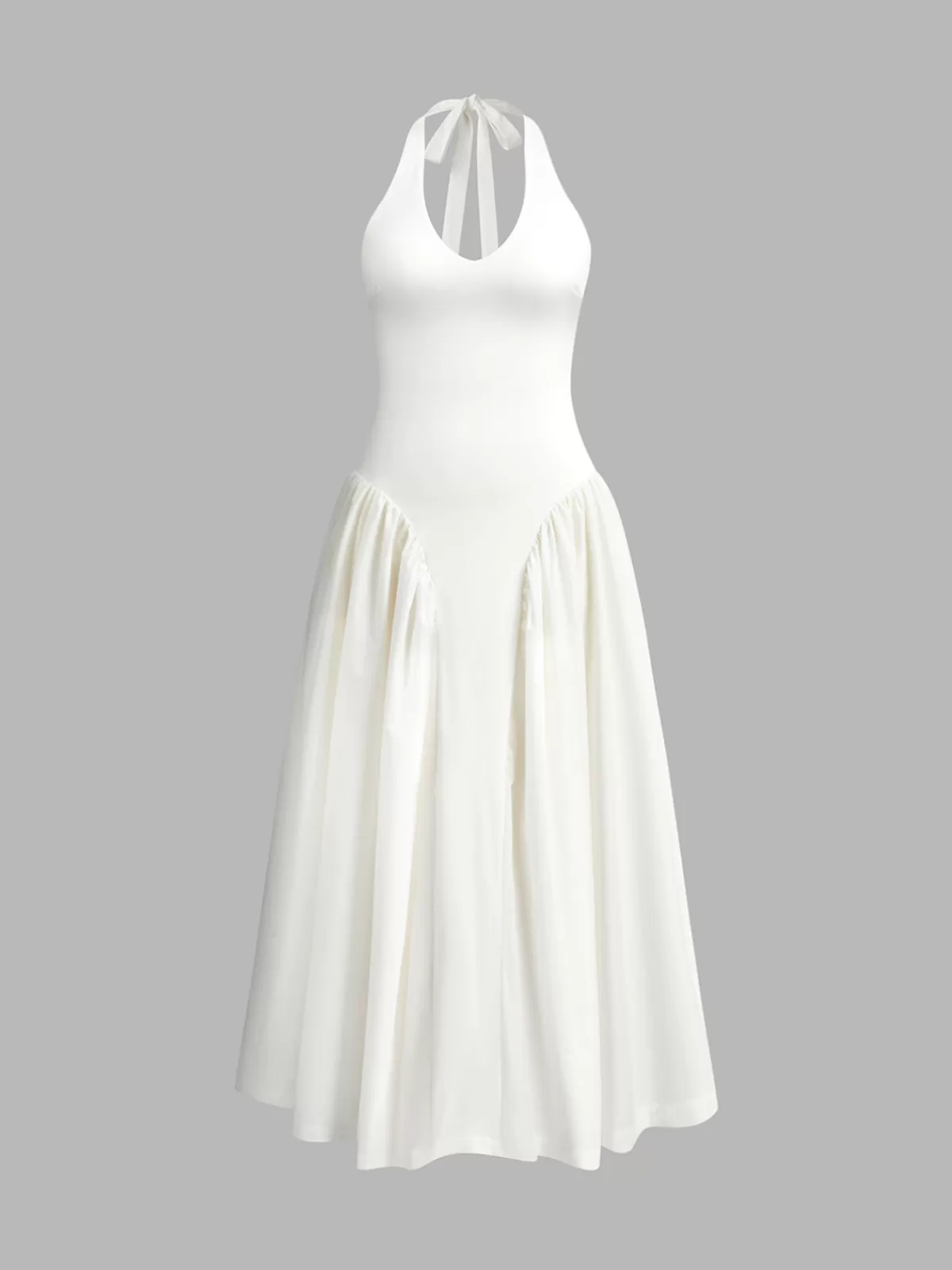 COMMENSE Halter Backless Zipper Low Cut Dress White Store
