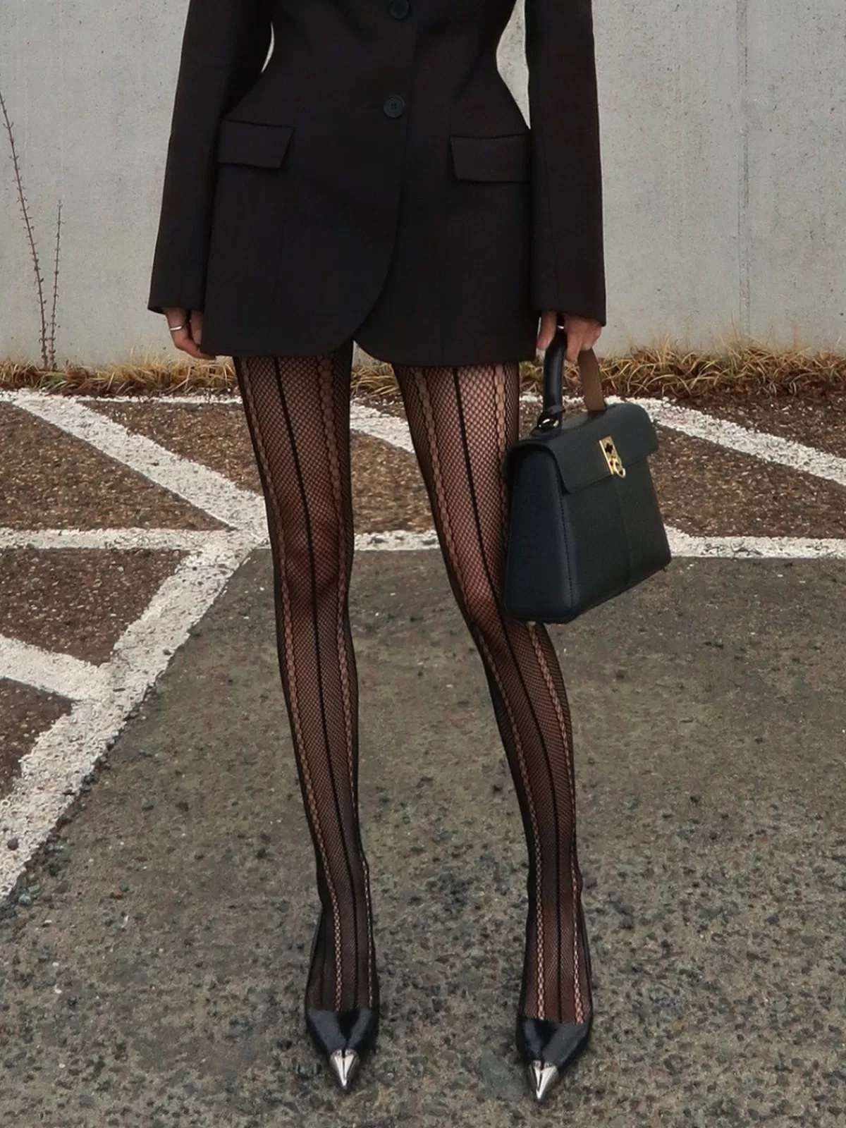 COMMENSE Hollow Sheer Soft Touch Tights Black Clearance