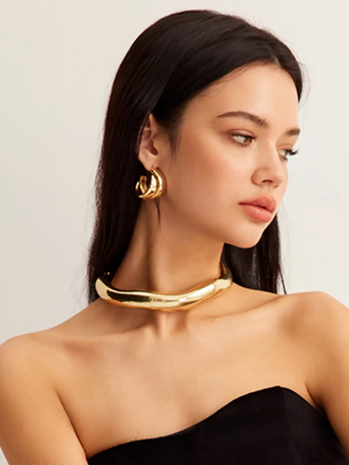 COMMENSE Irregular Lava Chunky Open Choker Gold Discount