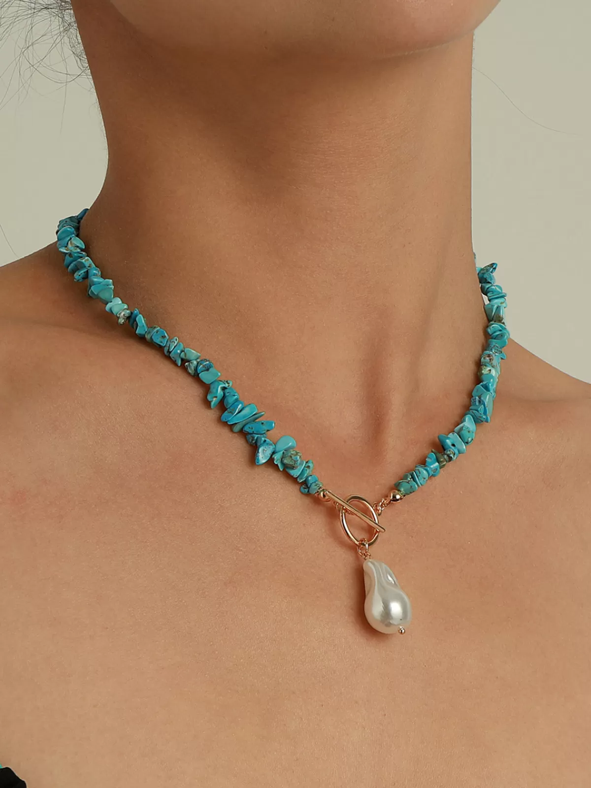 COMMENSE Irregular Pearl Turquoise Necklace Green Cheap