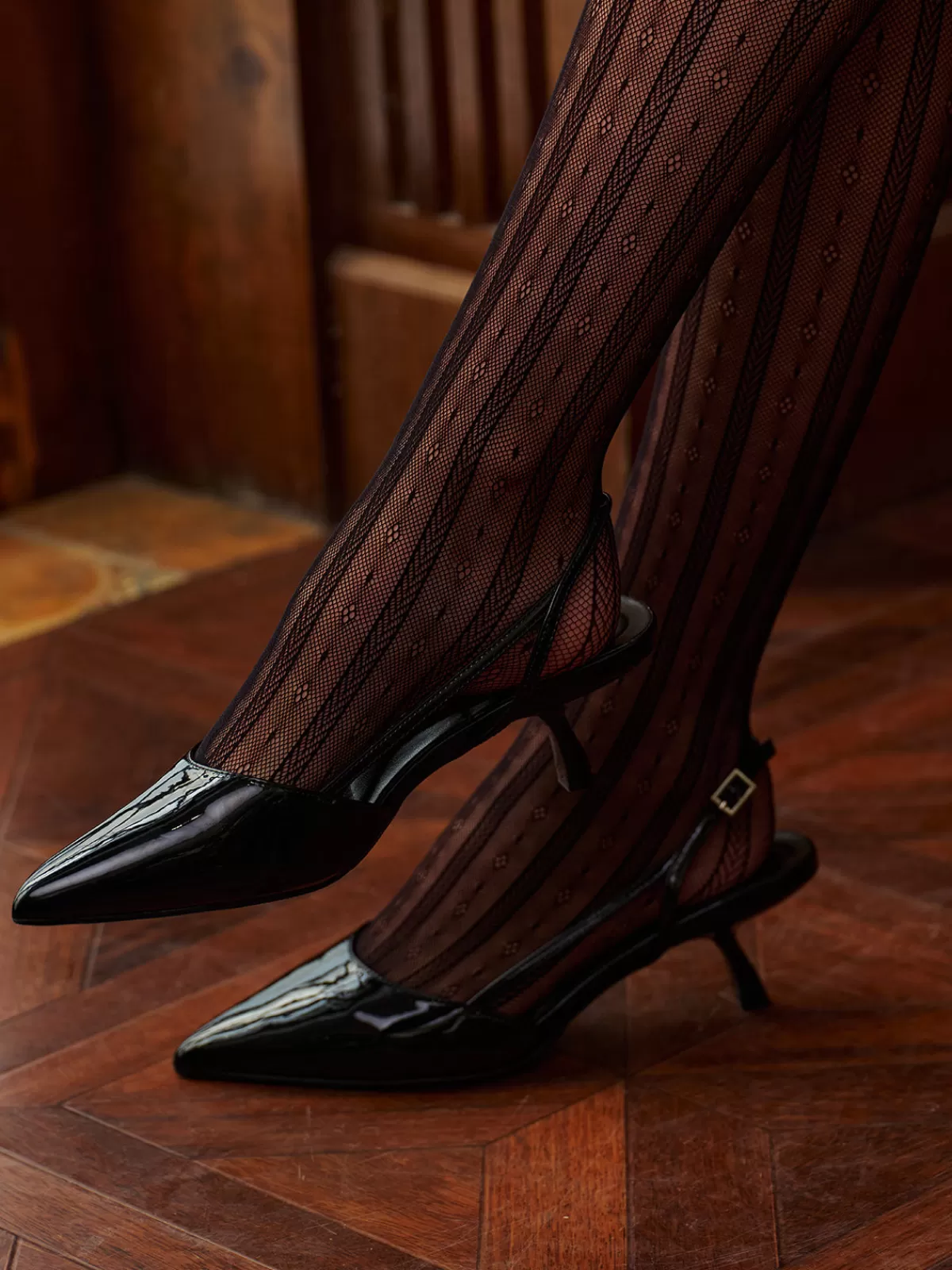 COMMENSE Kitten Slingback Pumps Black Best Sale