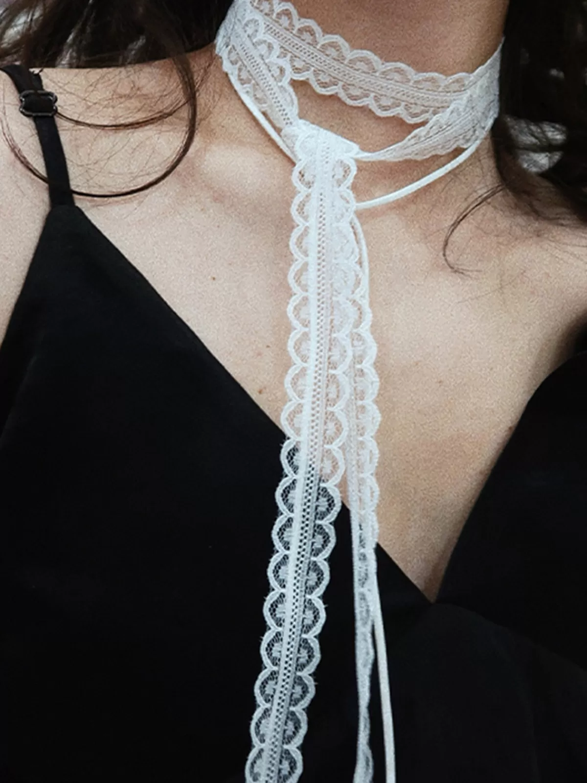 COMMENSE Lace Scarf Necklace White Sale