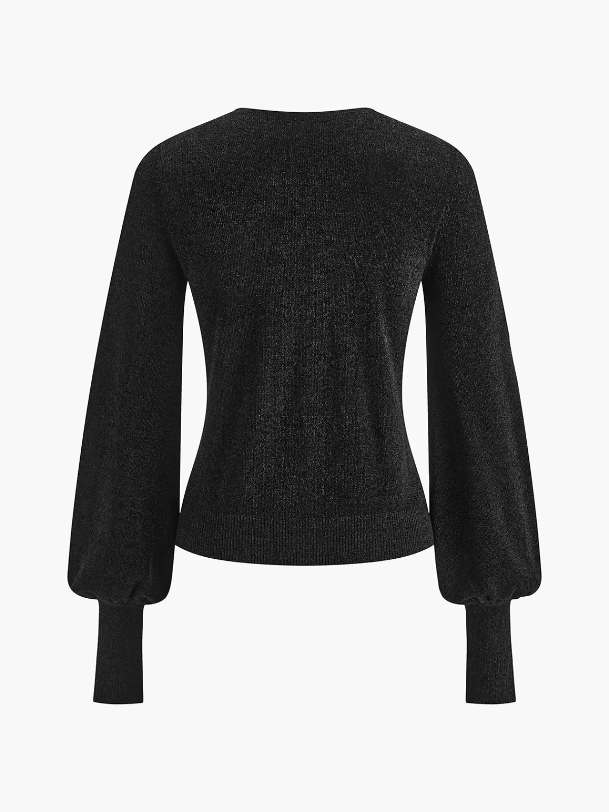 COMMENSE Lantern Sleeve Sweetheart Pleated Knit Top Black Shop