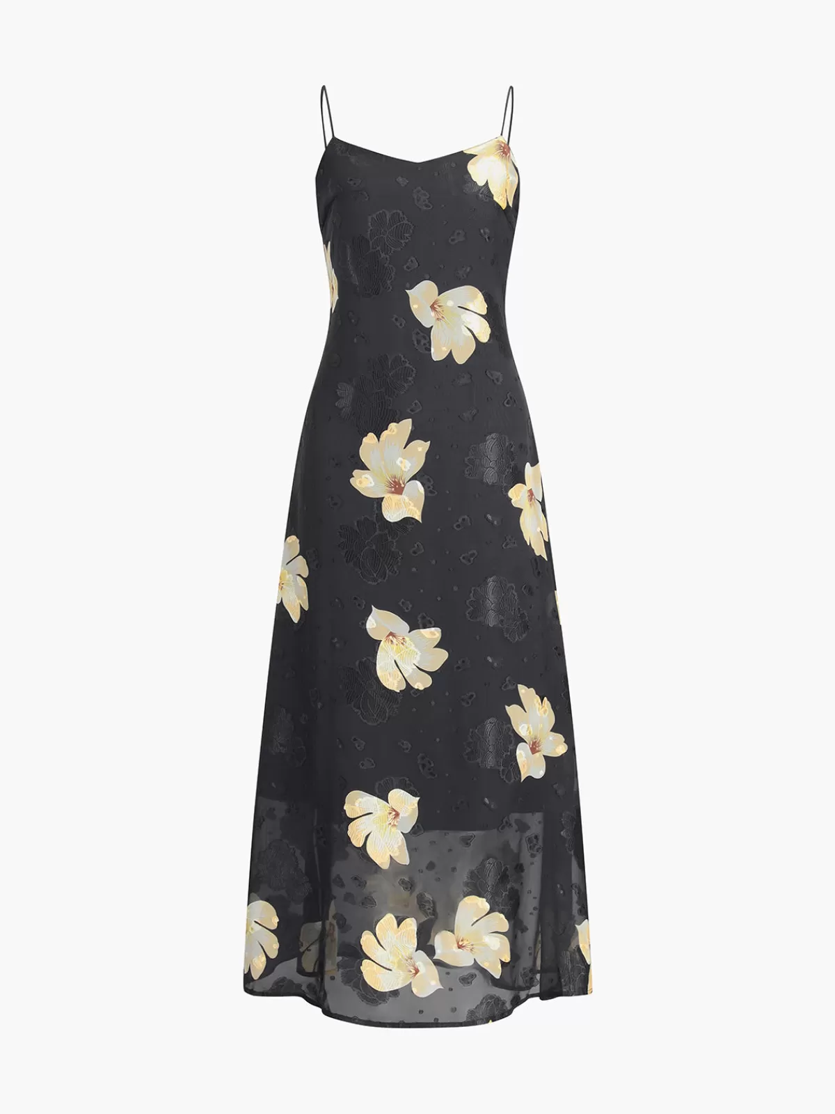 COMMENSE Large Floral Print Cami Long Dress Black Hot