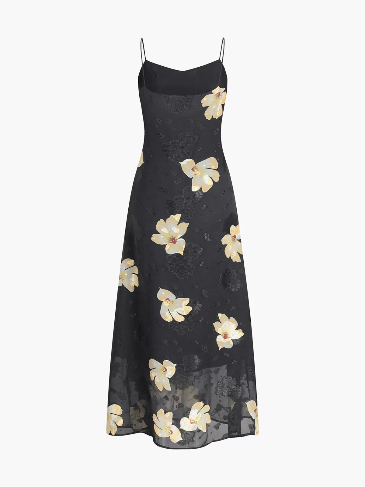 COMMENSE Large Floral Print Cami Long Dress Black Hot