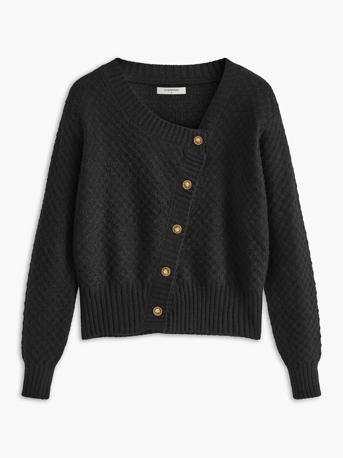 COMMENSE Leisure Asymmetrical Button Cardigan Black Flash Sale