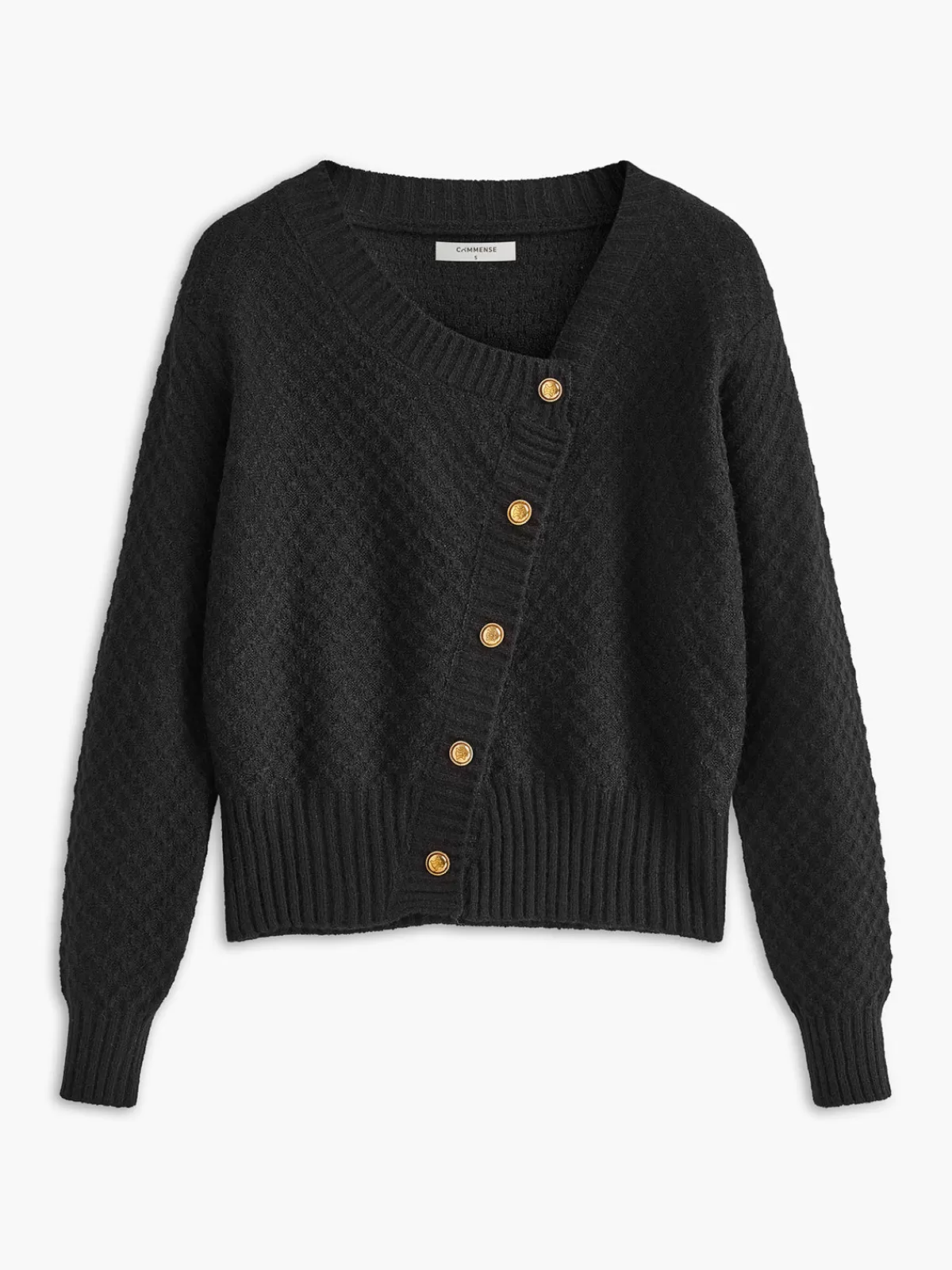 COMMENSE Leisure Asymmetrical Button Cardigan Black Best Sale