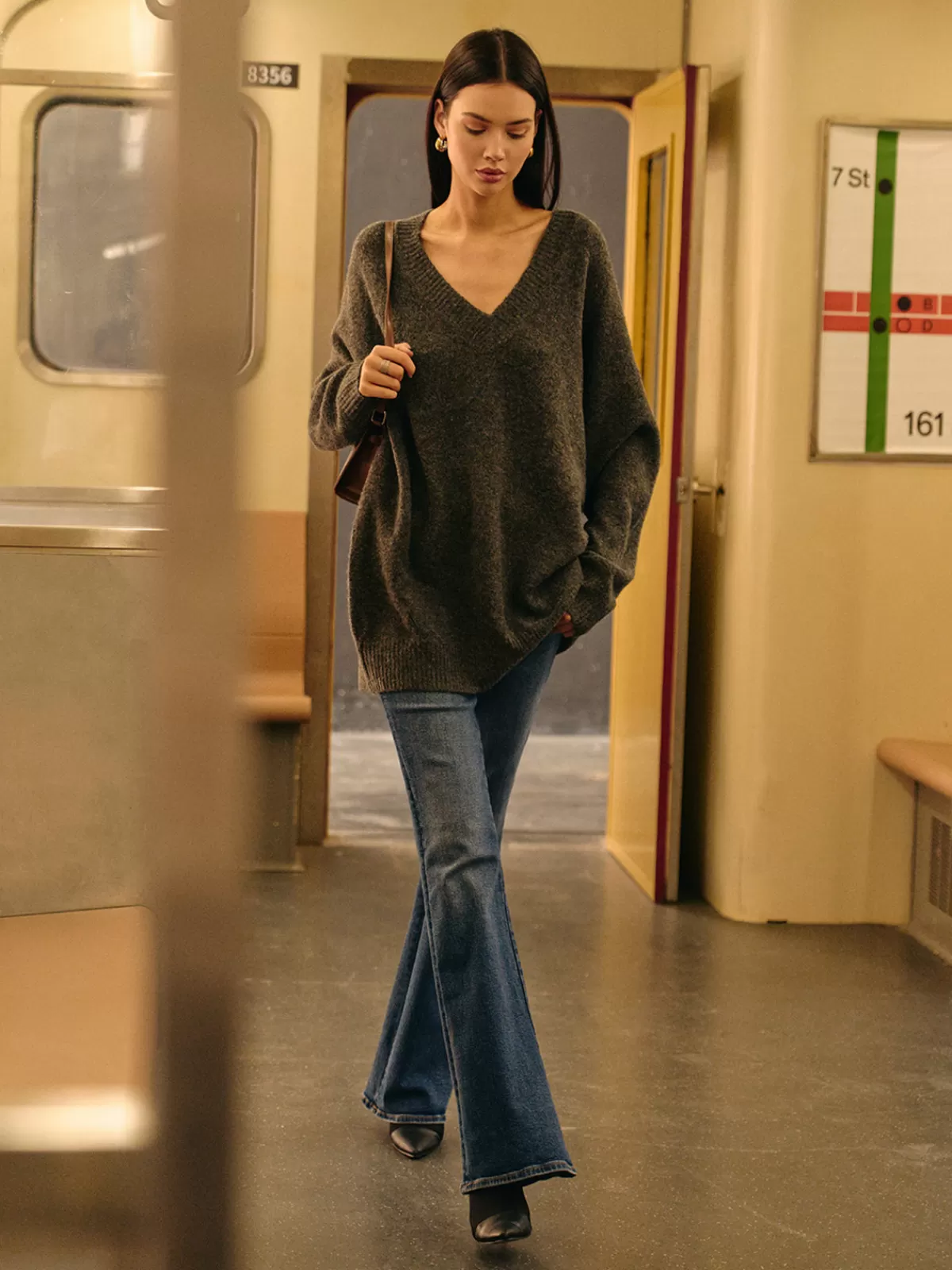 COMMENSE Leisure Wool-Blend Loose Sweater Grey Shop