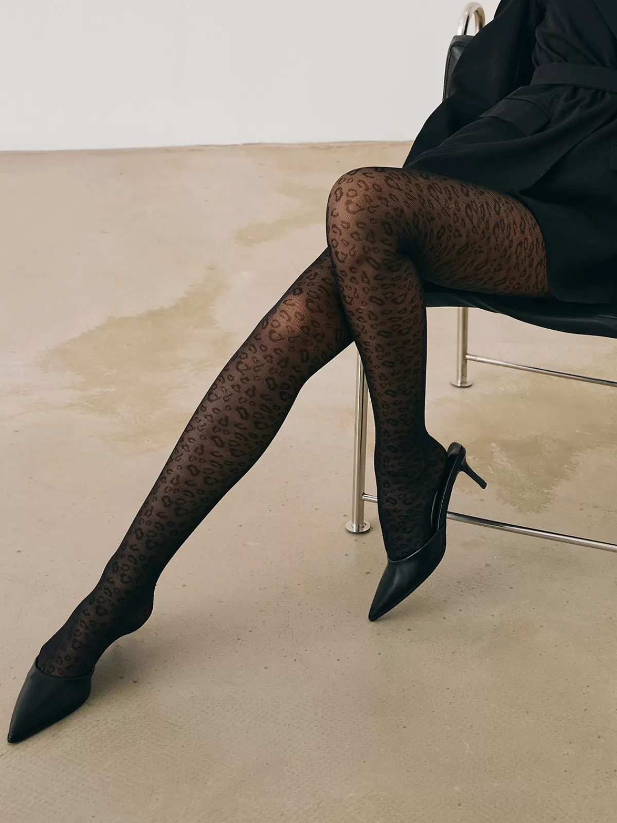 COMMENSE Leopard Pattern Sheer Tights Black Best Sale