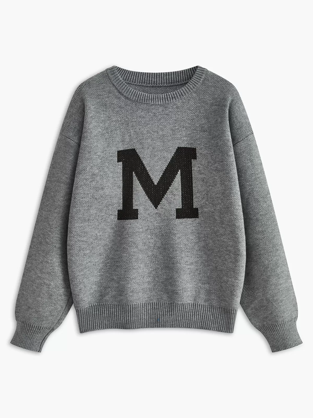 COMMENSE Letter Printed Loose Sweater Grey Best Sale