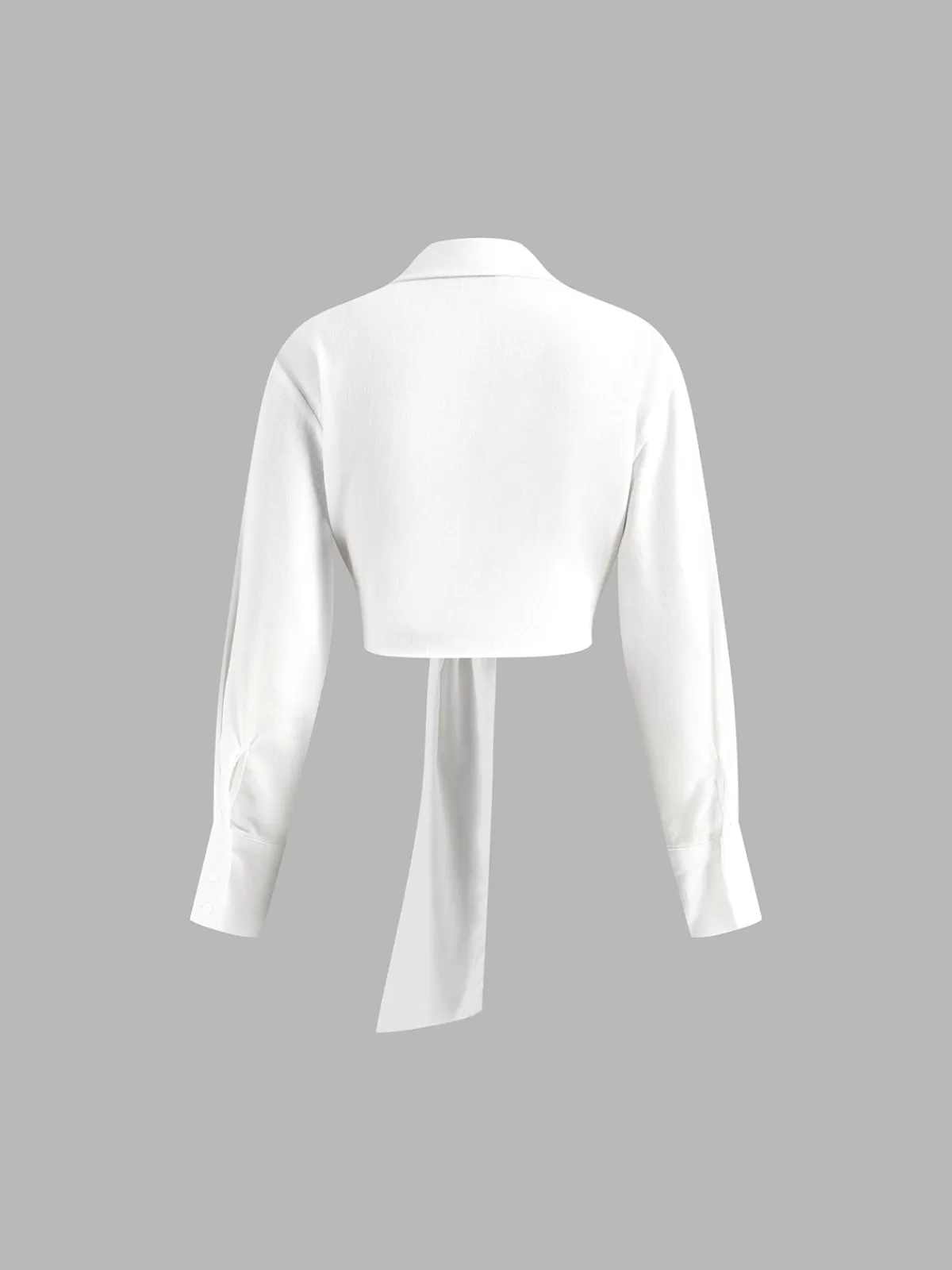 COMMENSE Long Sleeve Belted Crop Top White Sale