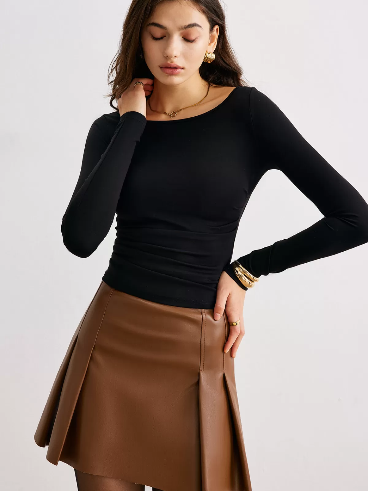 COMMENSE Metal-Detail Backless Jersey Top Black Cheap