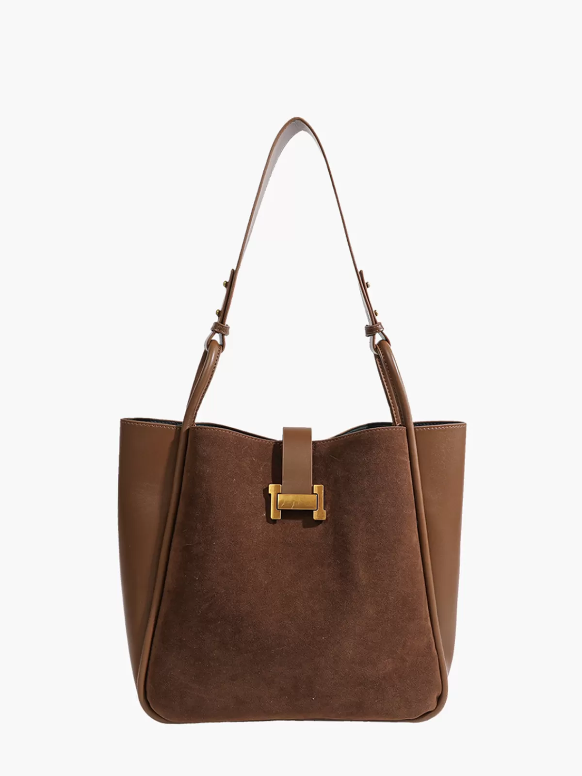 COMMENSE Metal-Detail Panel Tote Bag Brown Hot