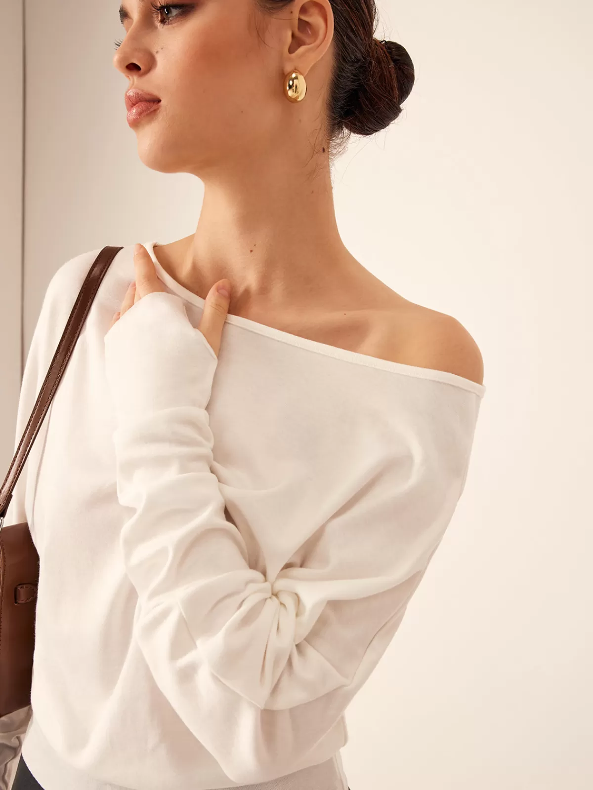 COMMENSE Minimalist Jersey Blouse White Online