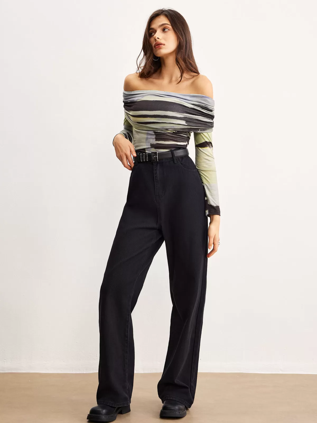 COMMENSE Off-Shoulder Tye Dye Printed Blouse Multicolor Best Sale