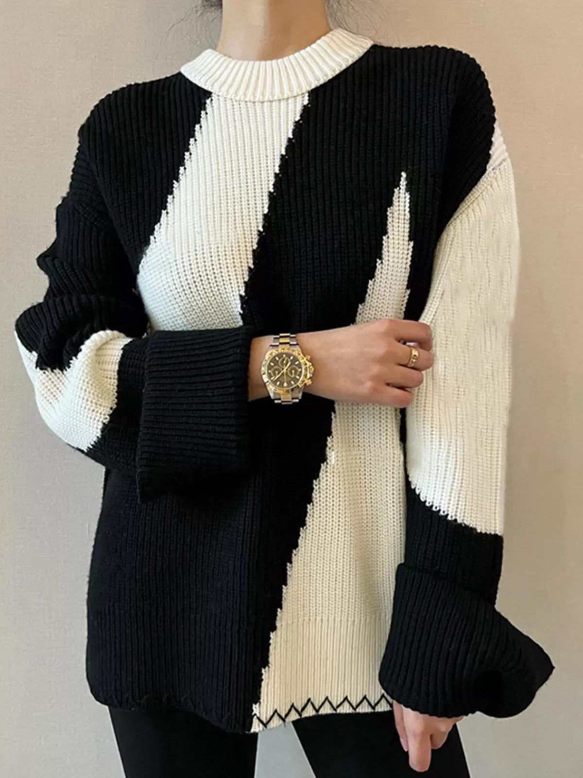 COMMENSE Oversized Zebrataur Sweater Black Shop
