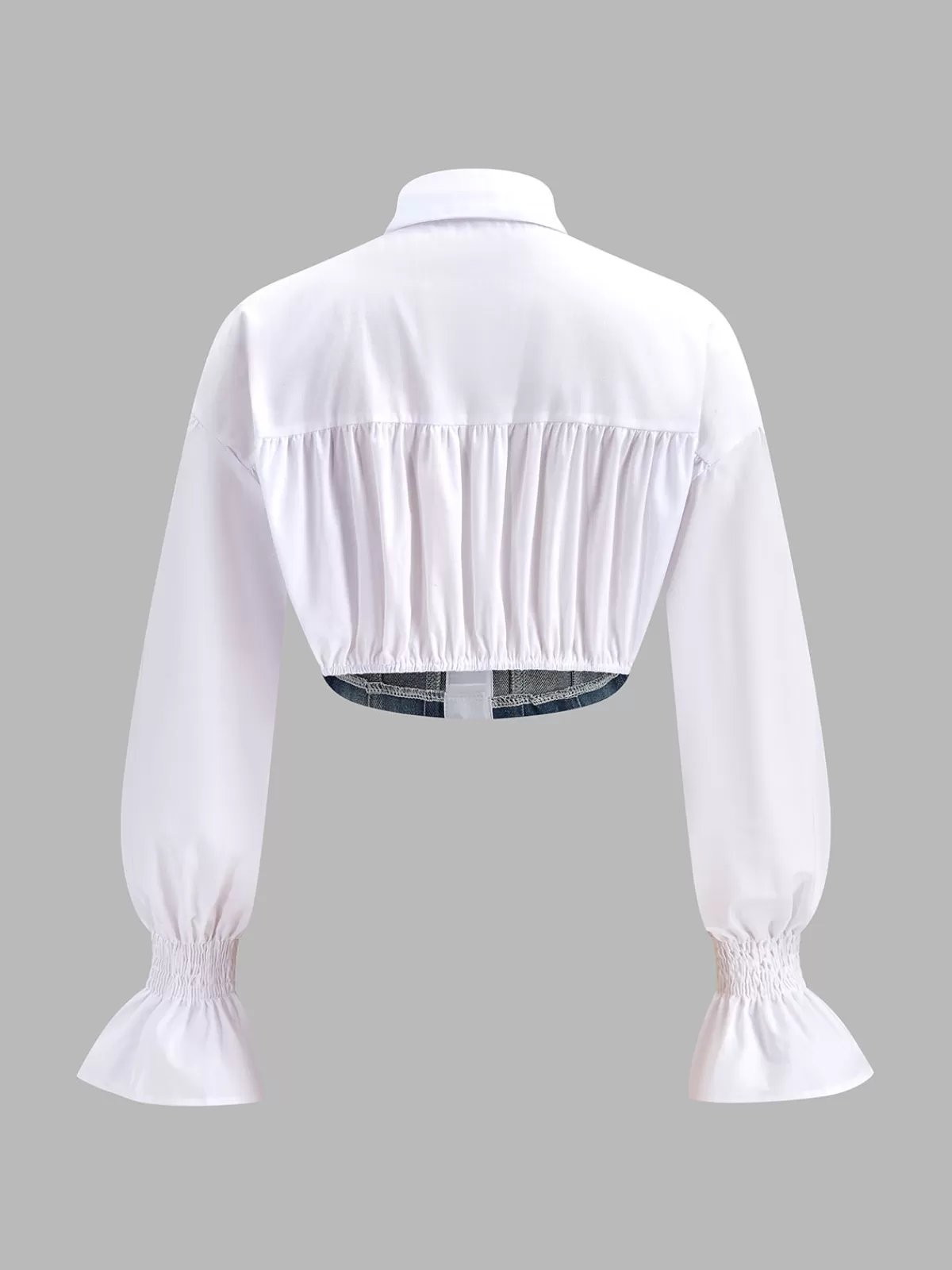 COMMENSE Panel Crop Polo Shirt White Cheap