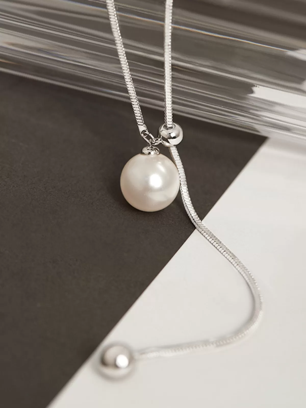 COMMENSE Pearl Lariat Y-Shape Necklace Silver Shop