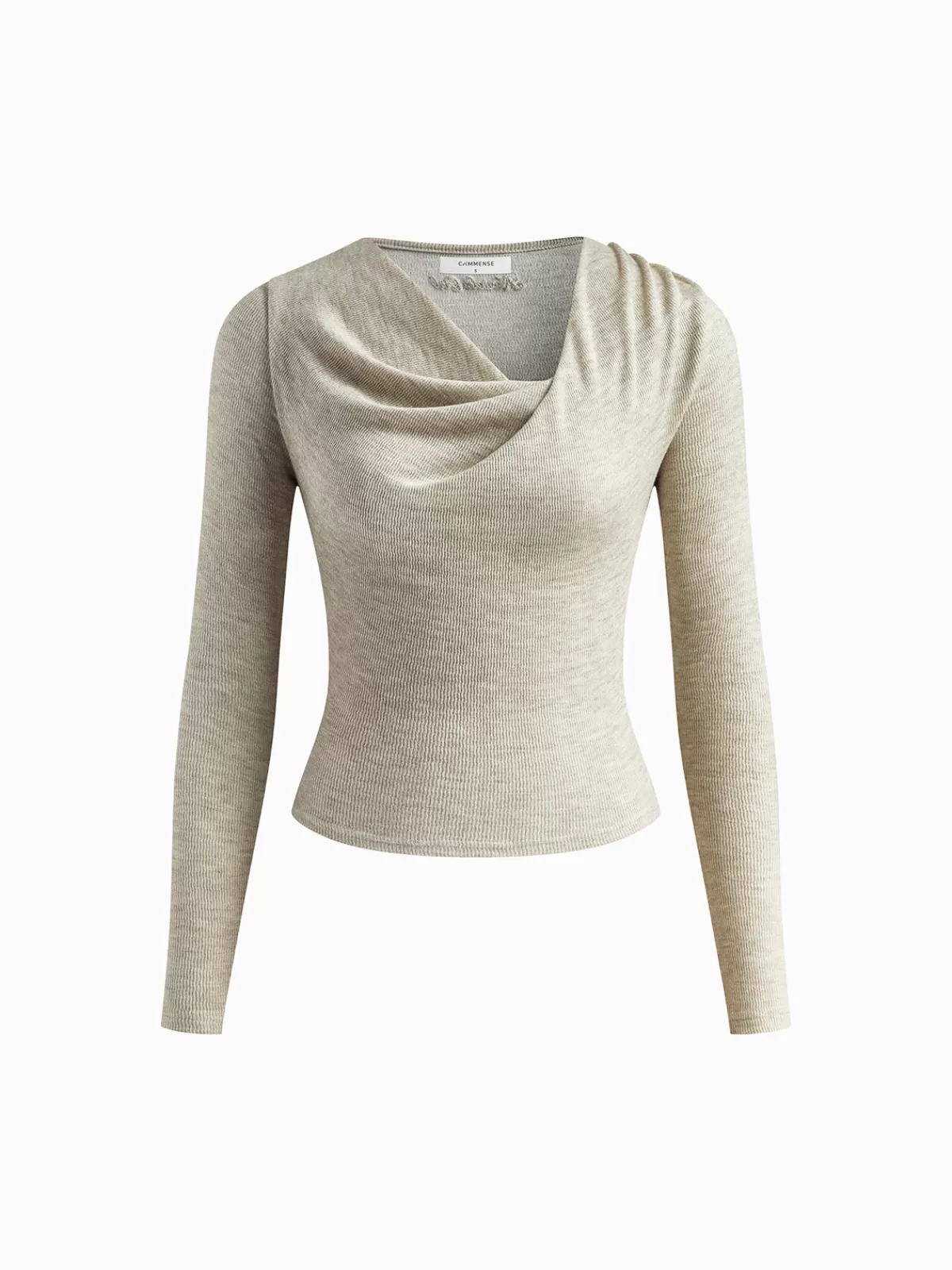 COMMENSE Plain Pleated Draped Knit Top Apricot Store