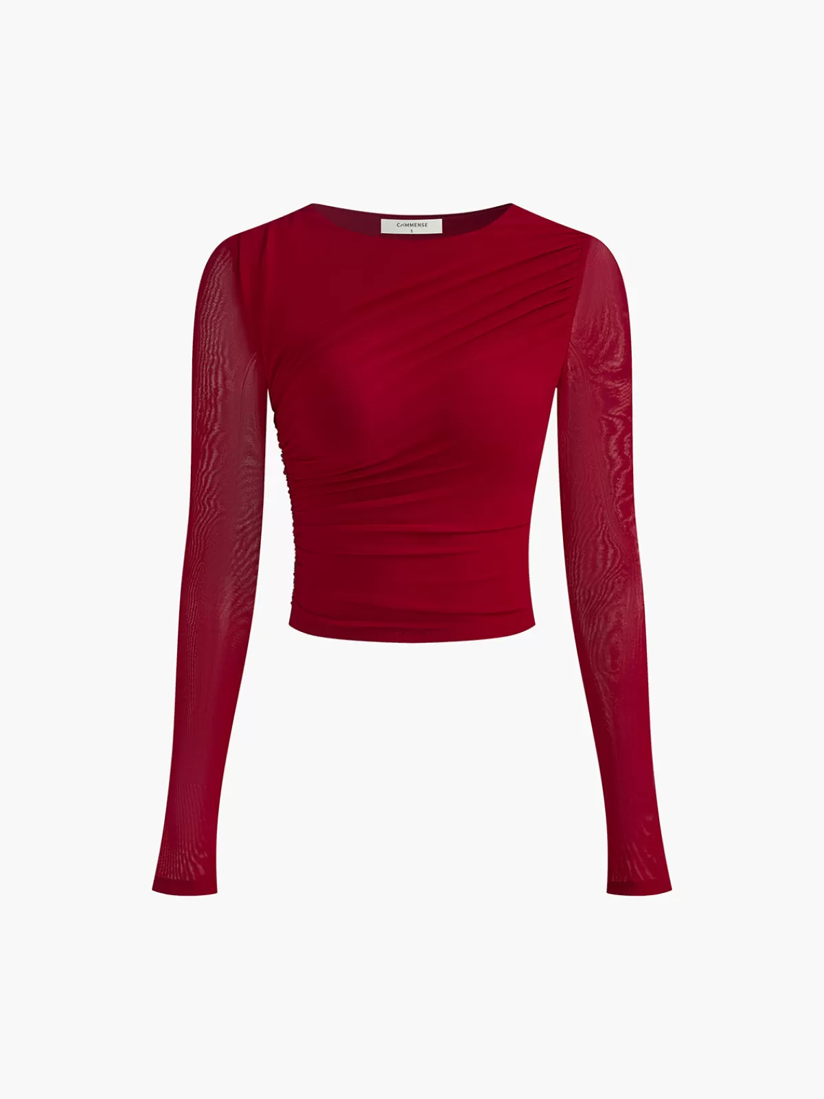 COMMENSE Pleated Jersey Blouse Red Best Sale