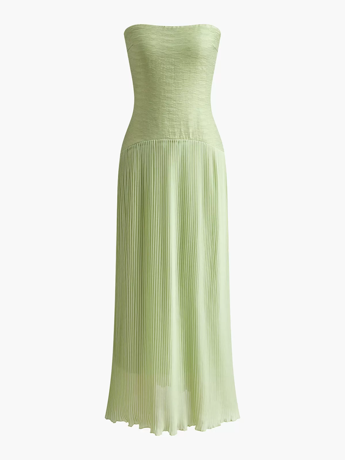 COMMENSE Pleated Zipper Plisse Tube Dress Green Store