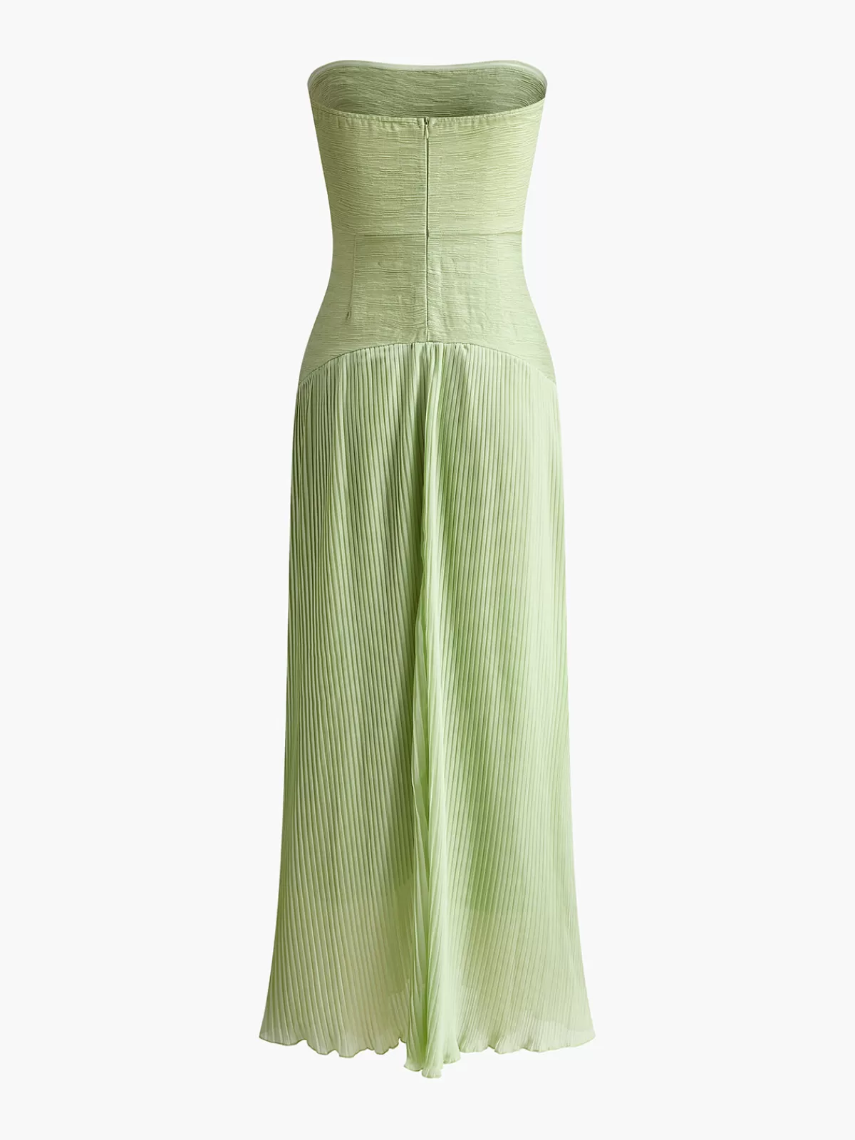 COMMENSE Pleated Zipper Plisse Tube Dress Green Store